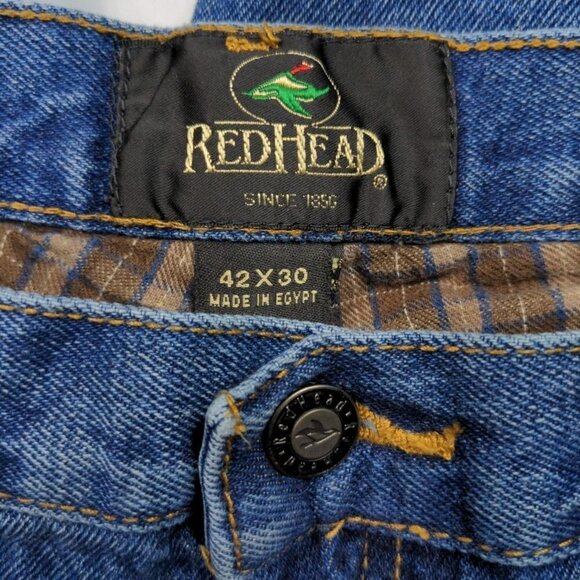 Redhead Men's Straight Leg Jeans Size 42 X 30 Flannel Lined Medium Wash - Picture 6 of 7